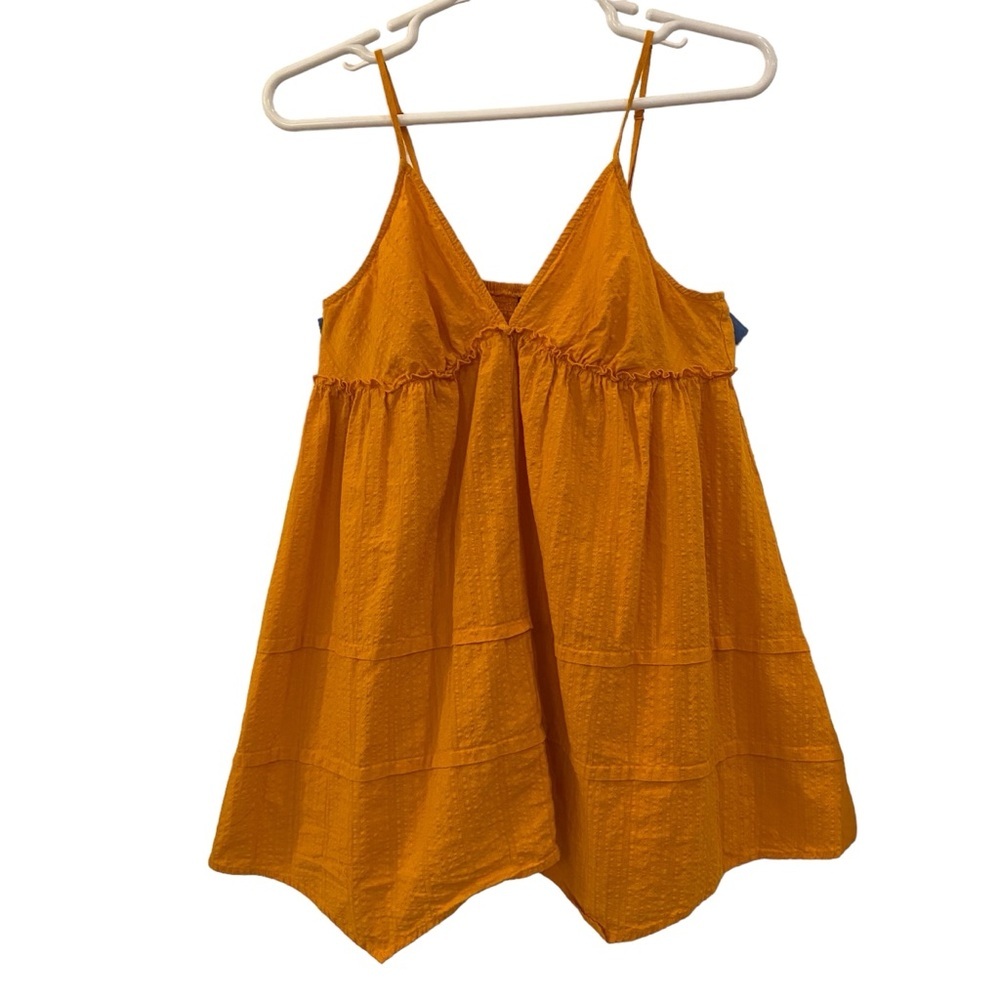 Wild Fable women XL orange/mango babydoll hankercheif hem tiered mini dress